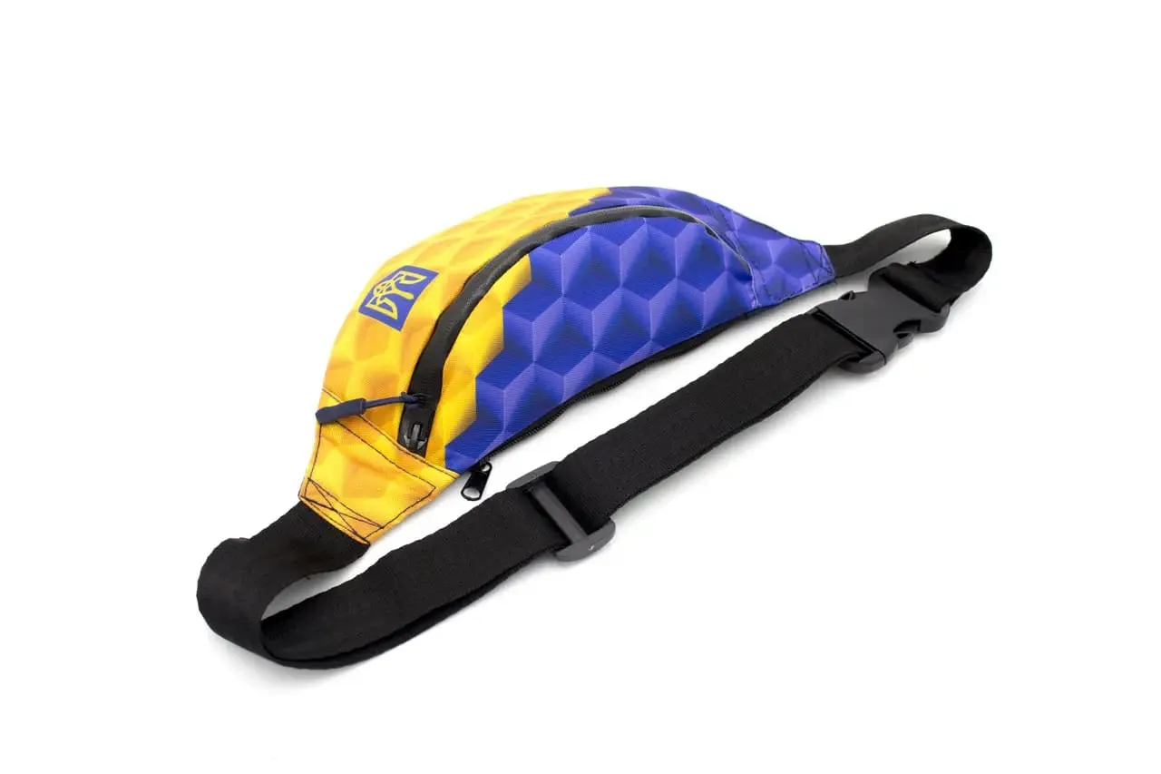 Men's waist bag in patriotic blue and yellow with Ukrainian emblem