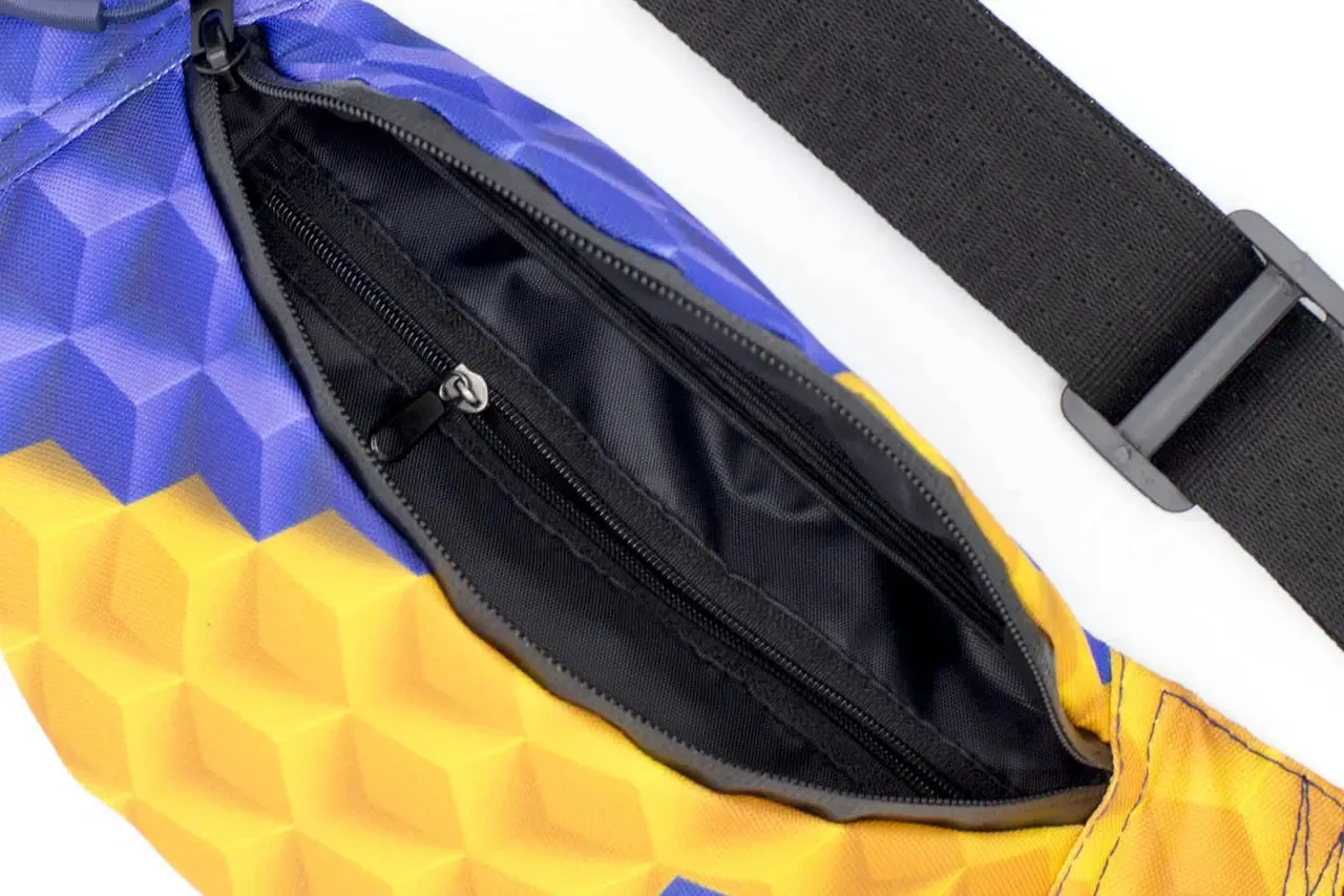 Men's waist bag in patriotic blue and yellow with Ukrainian emblem