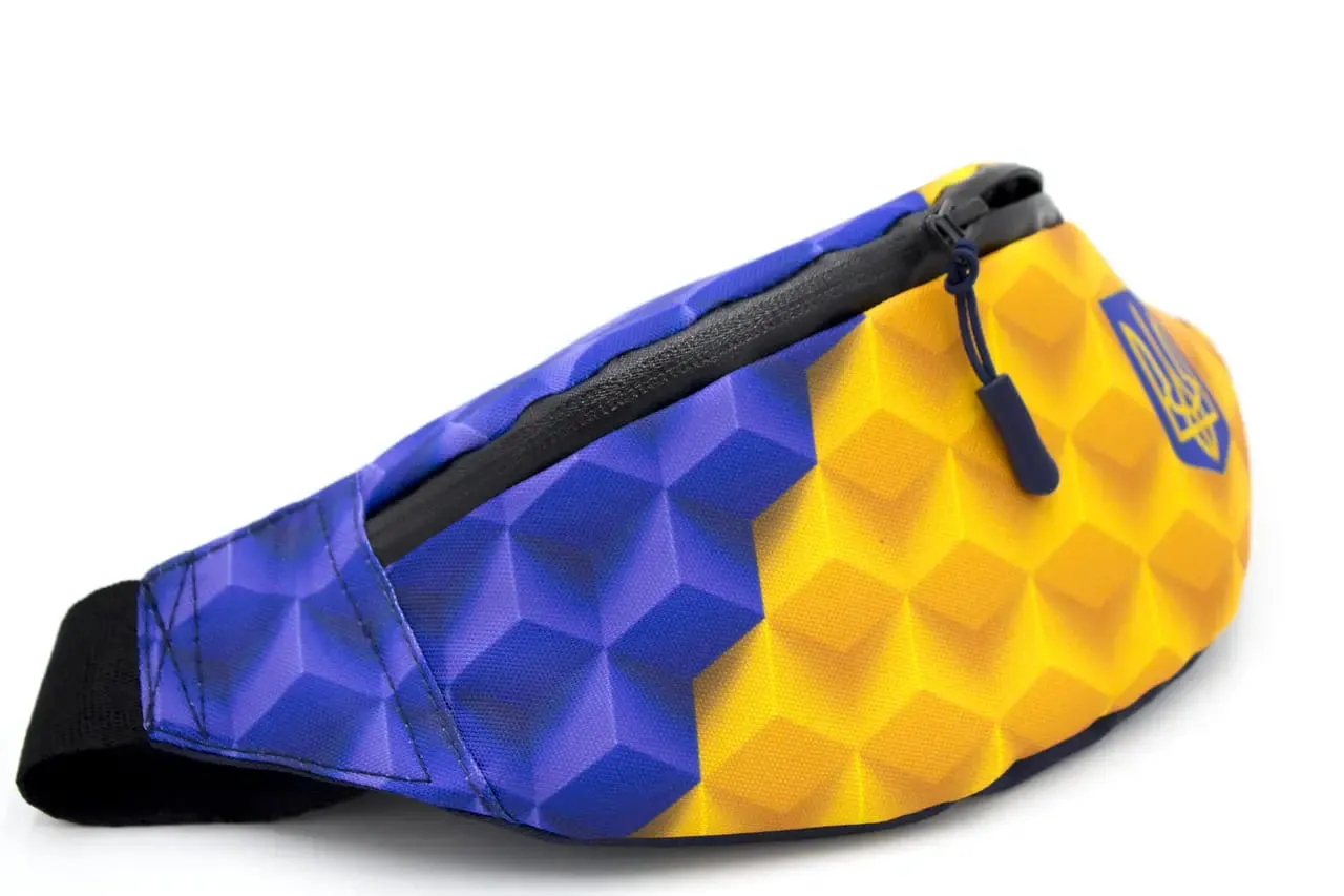 Men's waist bag in patriotic blue and yellow with Ukrainian emblem