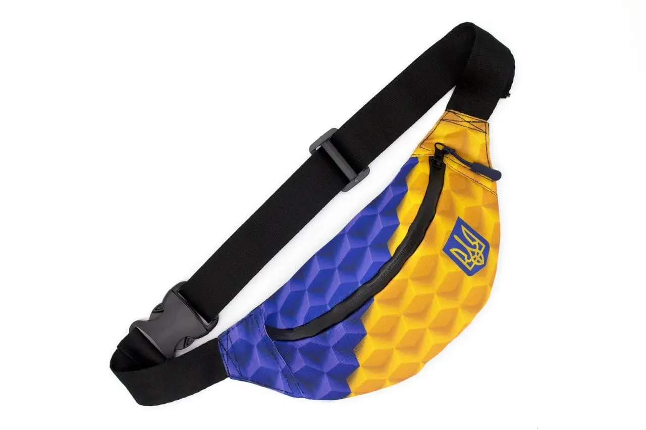 Men's waist bag in patriotic blue and yellow with Ukrainian emblem