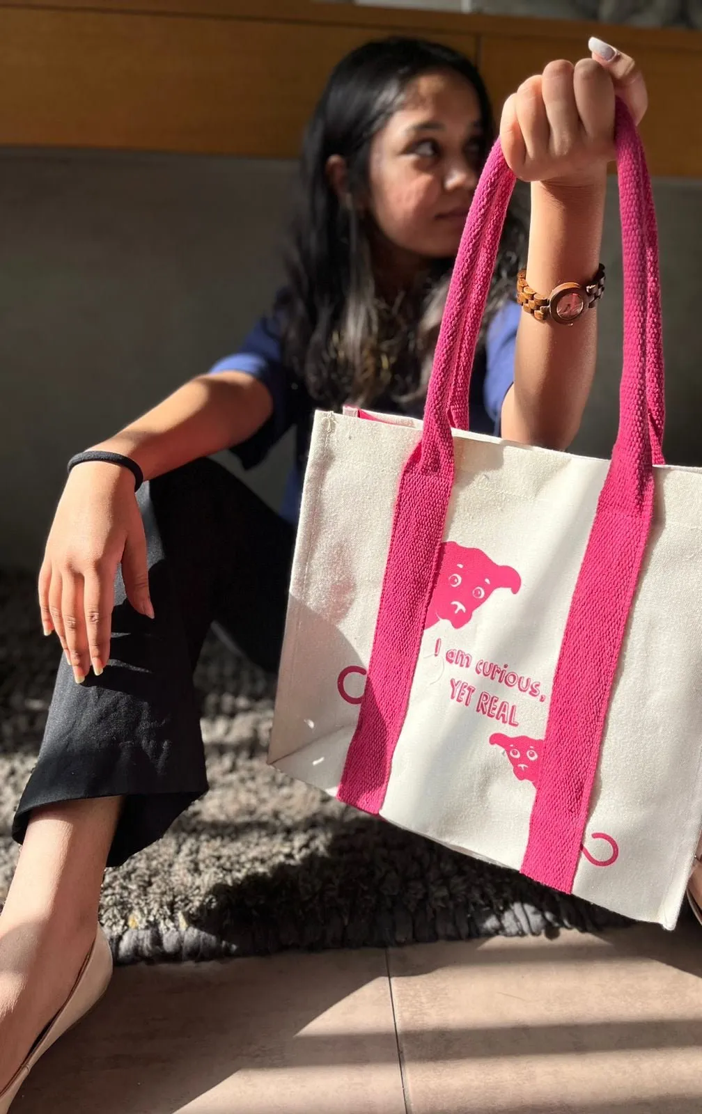 Mindful Canvas Tote Bag-Dog Print