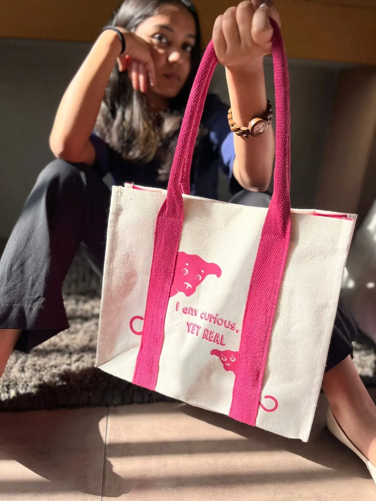 Mindful Canvas Tote Bag-Dog Print