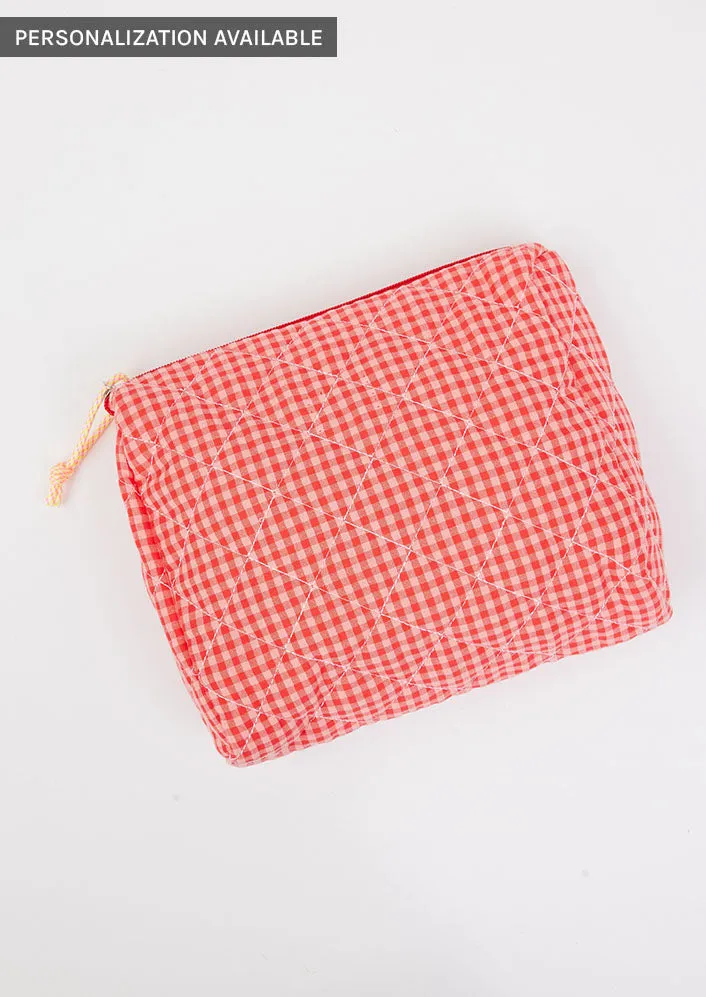 Mini Zip Check Bag- Red