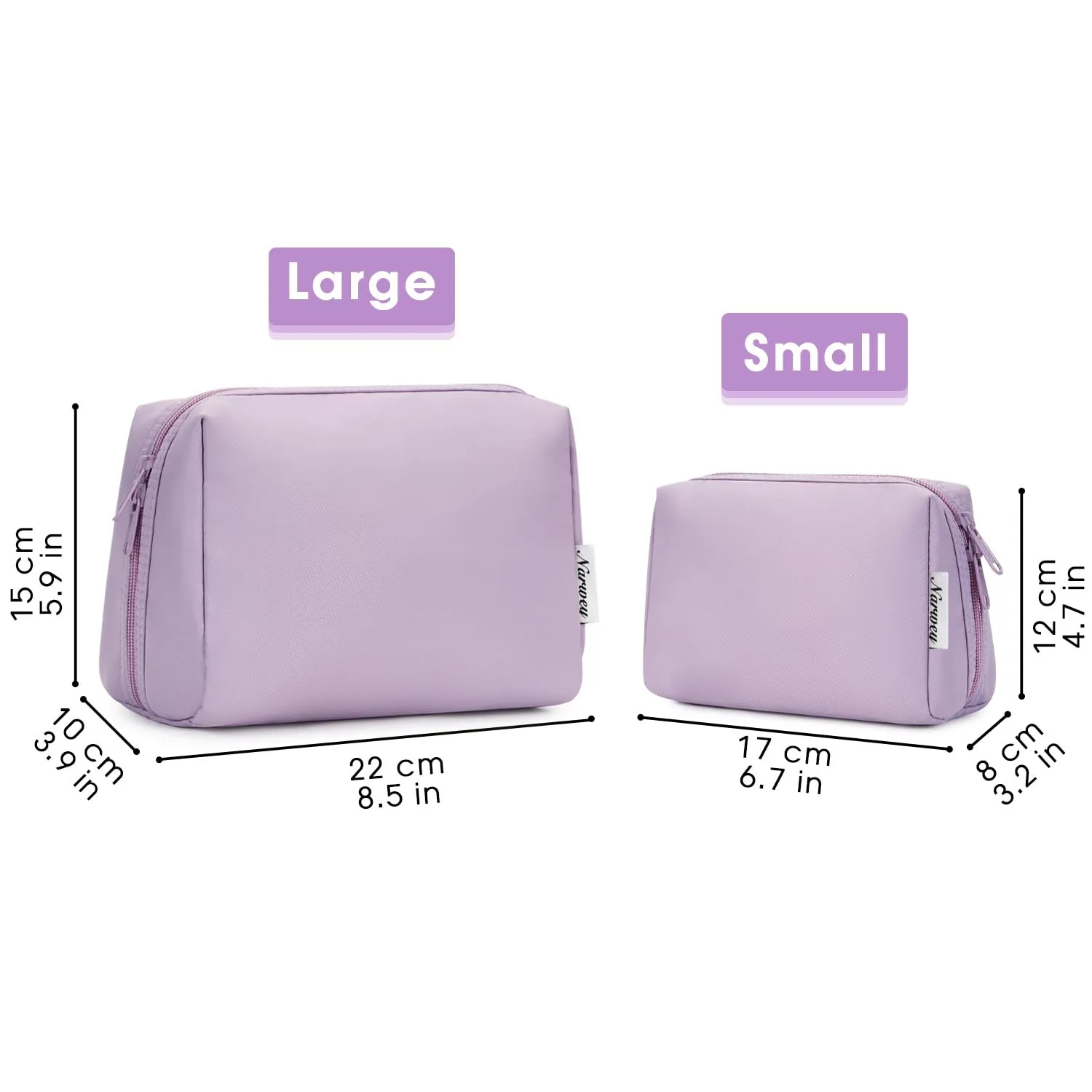 Narwey Travel Makeup Pouch Cosmetic Bag Women Large and Small Size