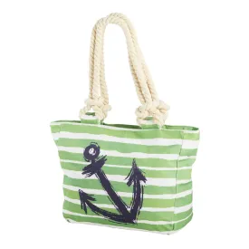 Navy Anchor Green Tote Bag