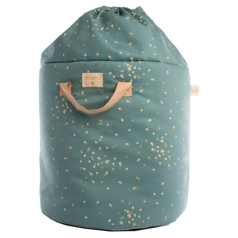 Nobodinoz Bamboo Toy Bag in Gold Confetti / Magic Green