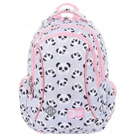 Panda Grey/Pink 15 Inch School Bag | Cute & Functional Backpack for Girls