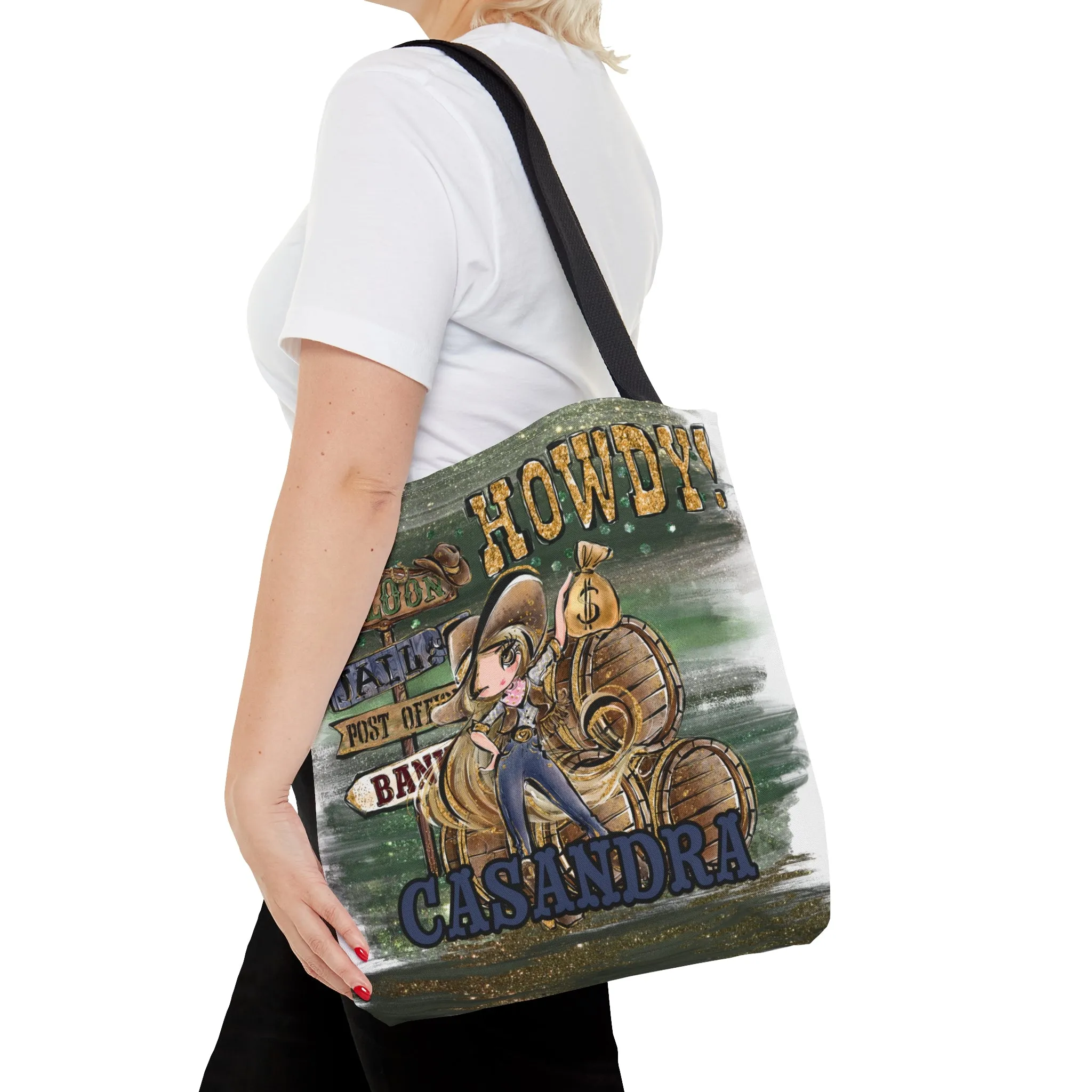 Personalised Tote Bag, Howdy, Blonde Hair Brown Eyes, Tote bag