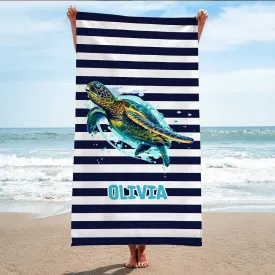 Personalized Monogrammed Beach Towels for Adults, Custom Beach Towels, Personalized Towel, Turtle Beach Towel, Sea Turtle Beach Towel