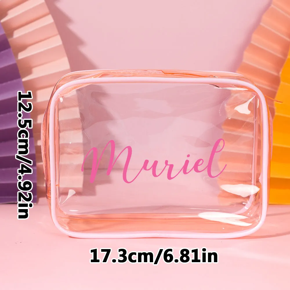 Personalized Name Makeup Bag Clear Waterproof Cosmetic Bag Birthday Wedding Gift for Her