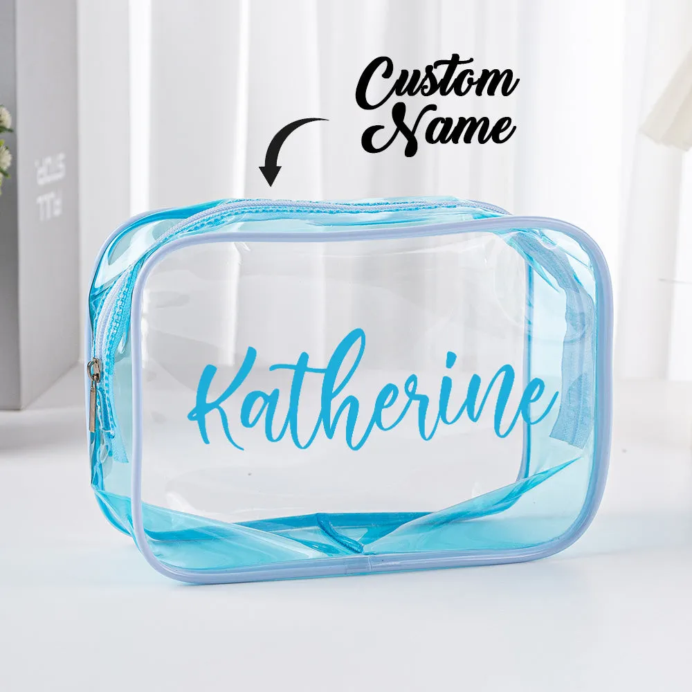 Personalized Name Makeup Bag Clear Waterproof Cosmetic Bag Birthday Wedding Gift for Her