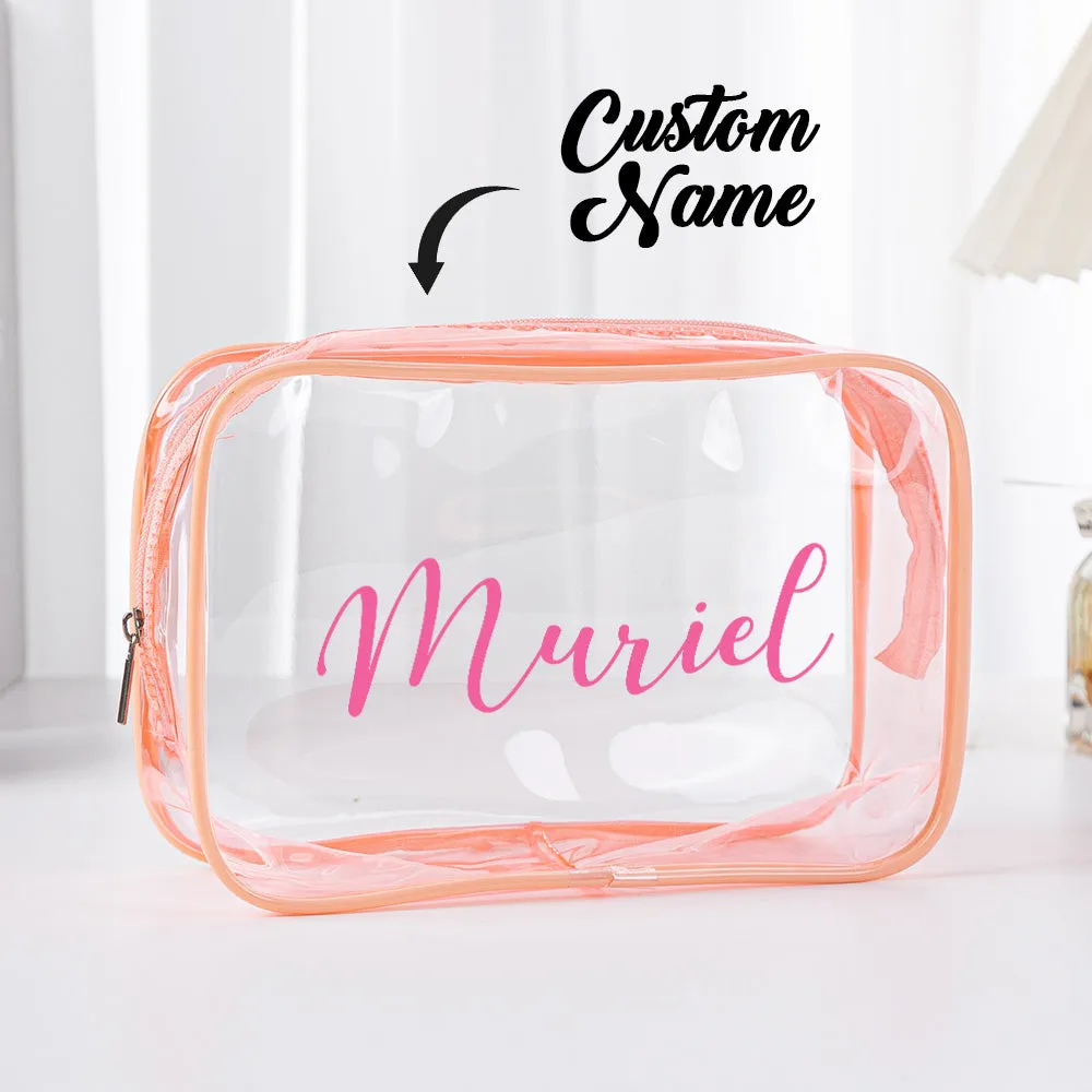 Personalized Name Makeup Bag Clear Waterproof Cosmetic Bag Birthday Wedding Gift for Her