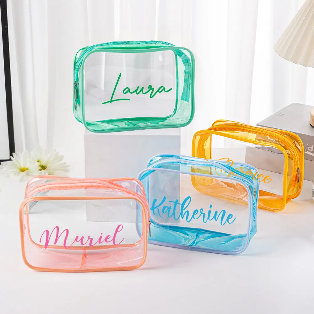 Personalized Name Makeup Bag Clear Waterproof Cosmetic Bag Birthday Wedding Gift for Her