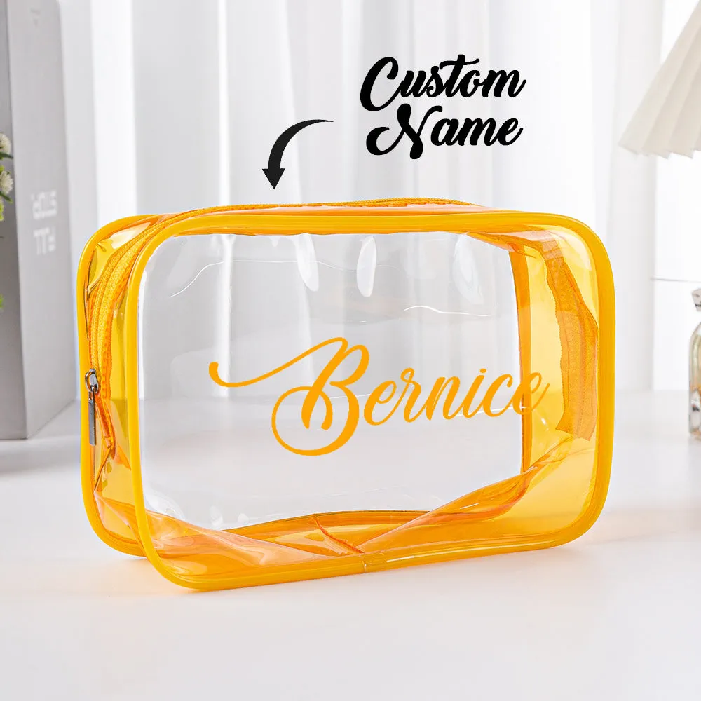 Personalized Name Makeup Bag Clear Waterproof Cosmetic Bag Birthday Wedding Gift for Her