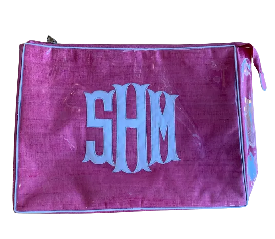 Pink Travel Bag with Embroidered Monogram