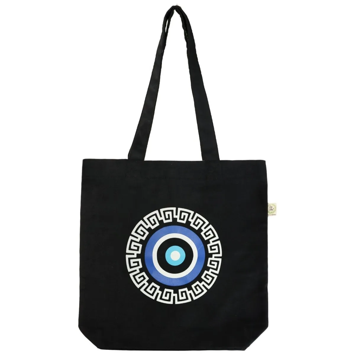 Premium Cotton Canvas Tote Bag- Evil Eye Black