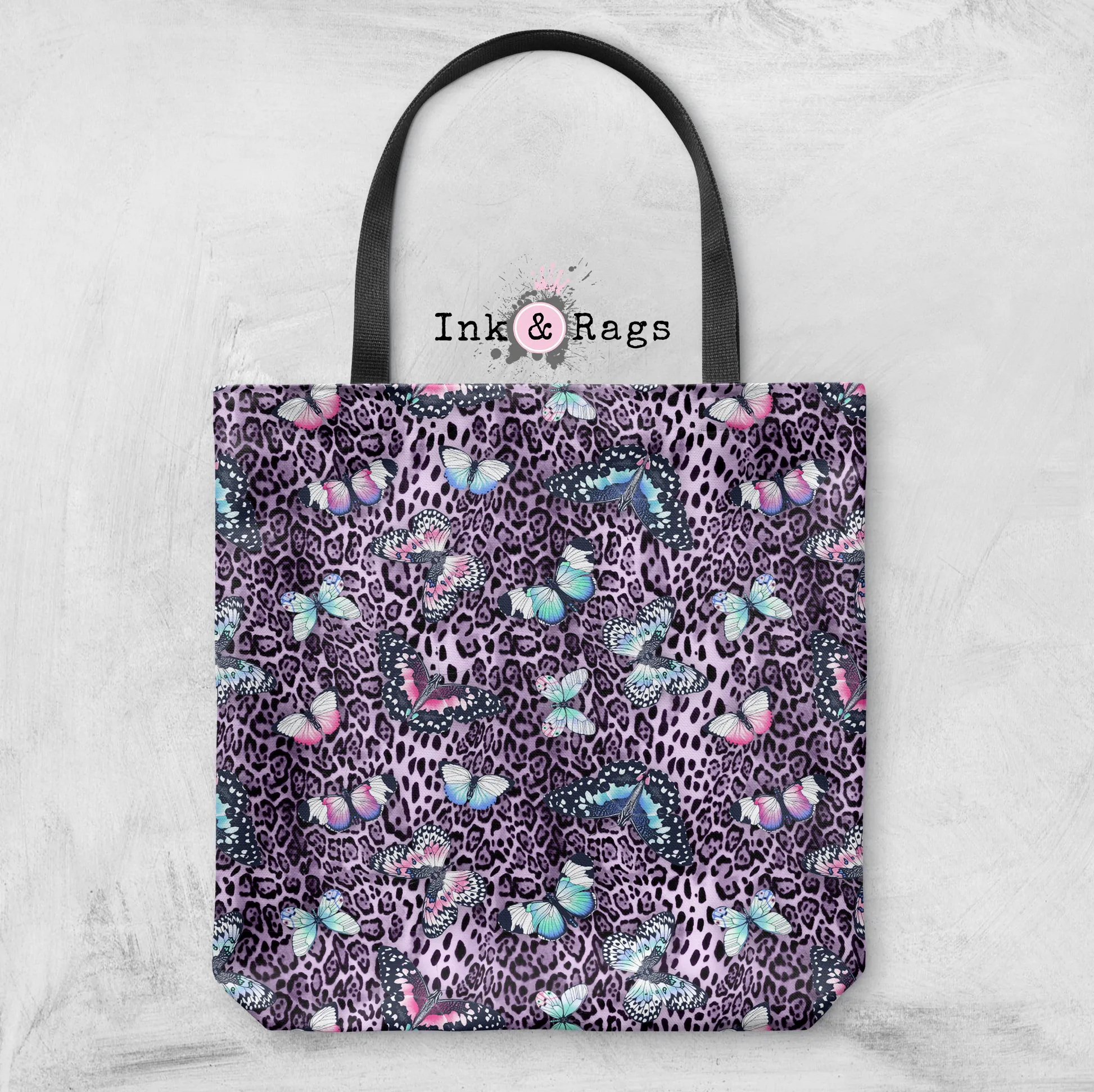 Purple Leopard Butterfly Casual Tote