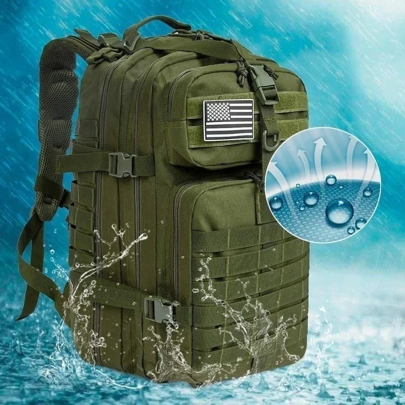 "Ultimate Waterproof Tactical Backpack: 50L Nylon Adventure Gear for Fishing, Hunting, and Outdoor Expeditions"