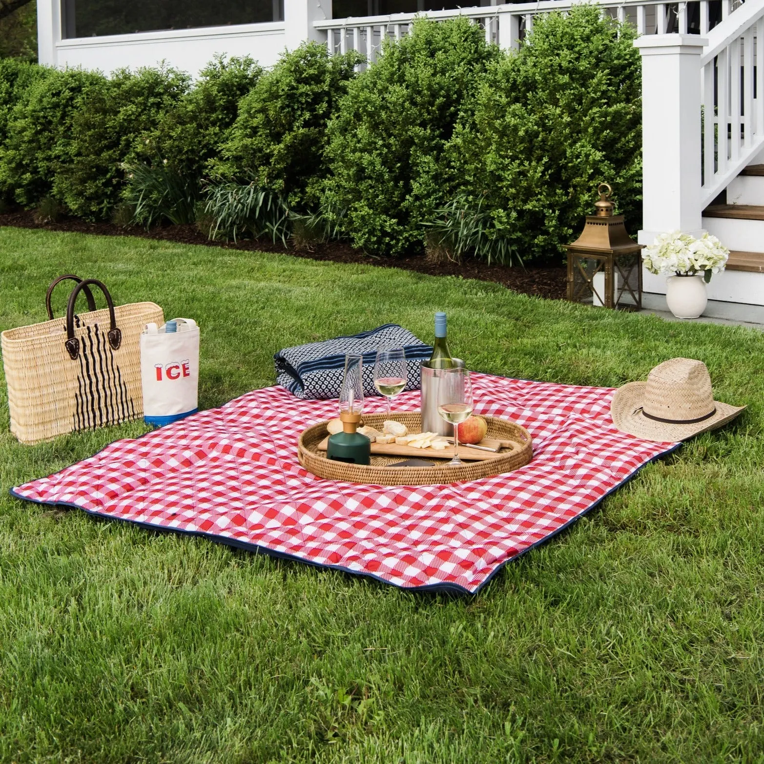 Red and White Check Outdoor Picnic Blanket