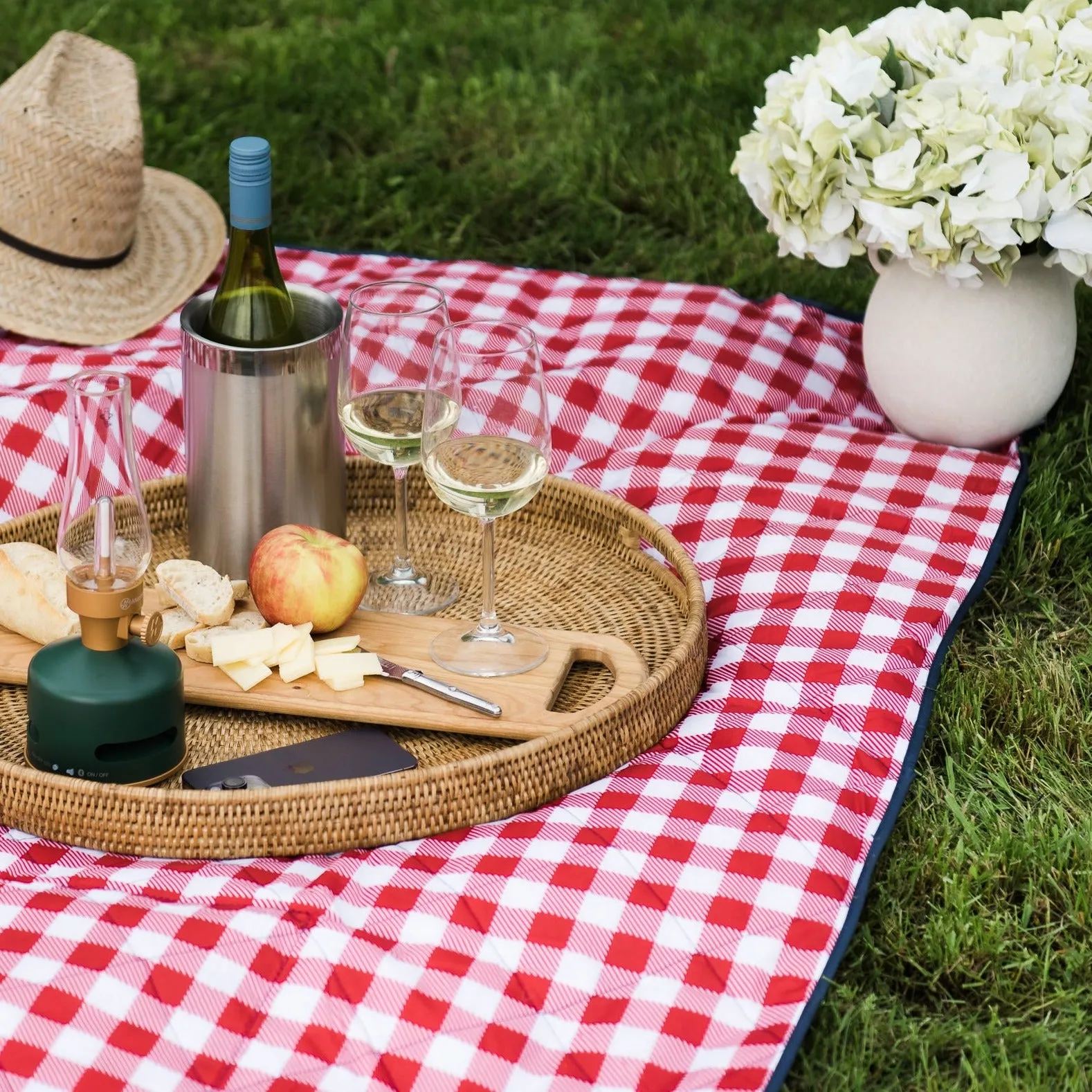 Red and White Check Outdoor Picnic Blanket