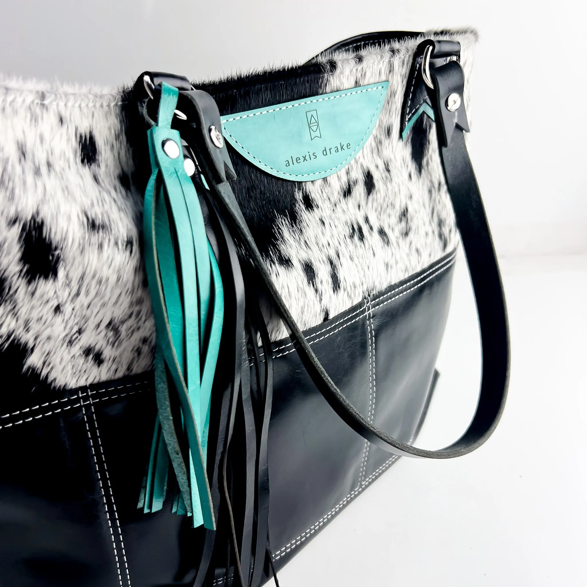 Rodeo Collection | Charlotte Shoulder Tote | Black   Hair-on-Hide