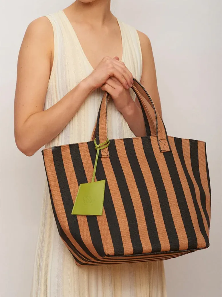 Stripe Tote black / tan