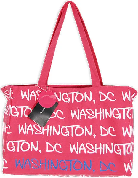 TBDC13 Robin Ruth Tote Bag - MEDIUM- Fuschia with White/Blue Washington DC