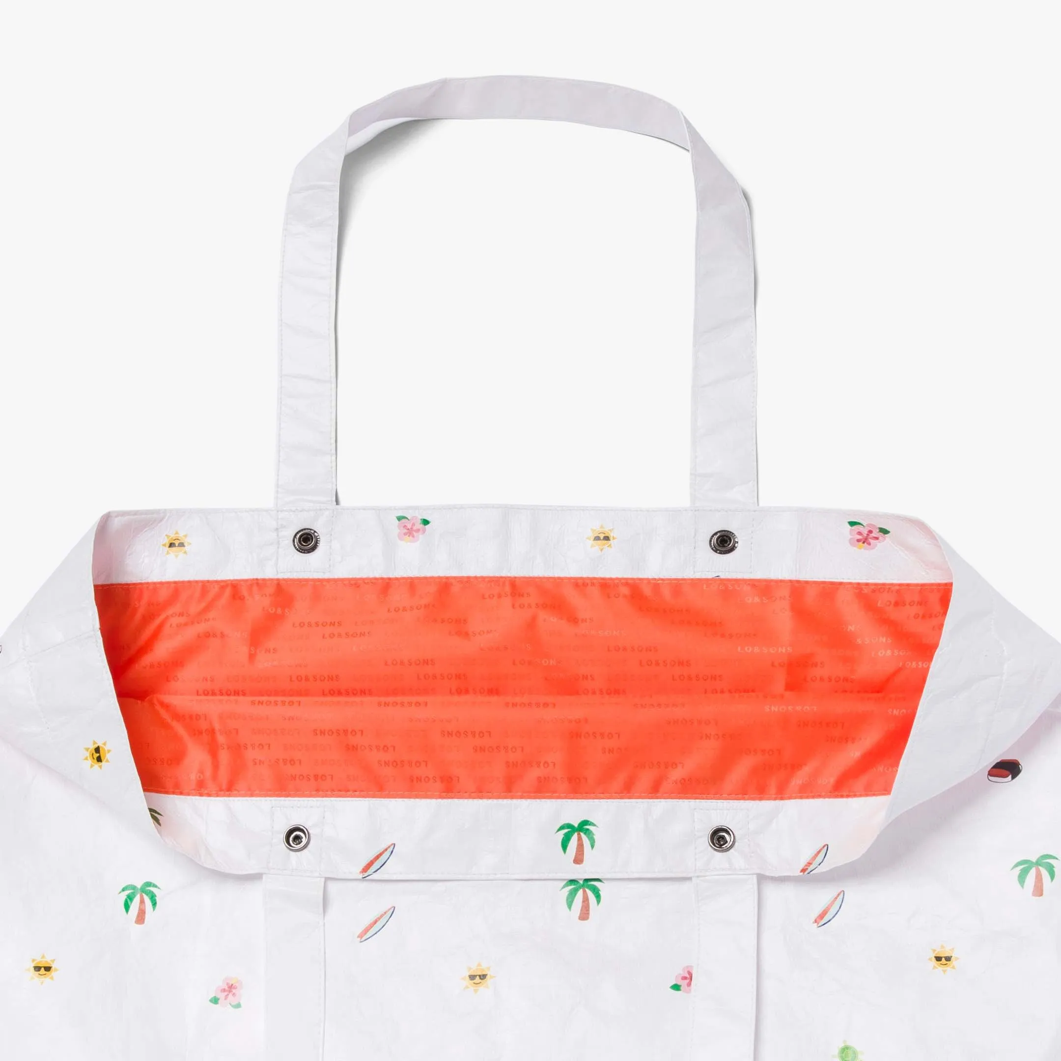 The Del Mar Packable Tote Large - Tyvek - White Hawaii Emoji