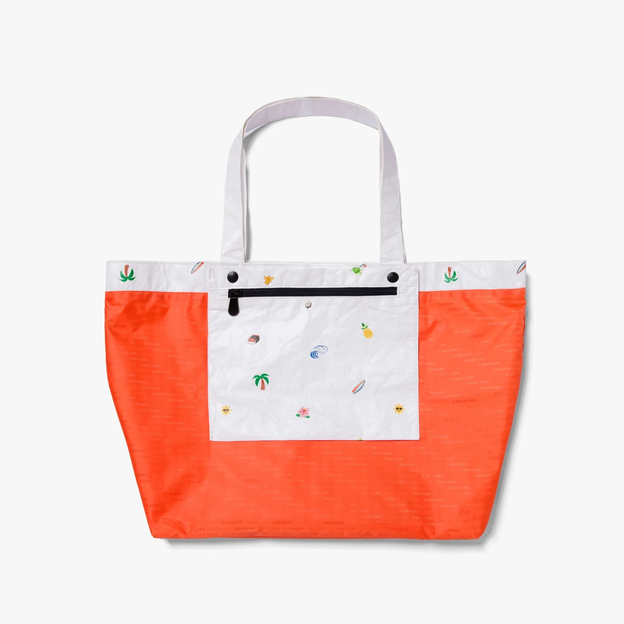 The Del Mar Packable Tote Large - Tyvek - White Hawaii Emoji