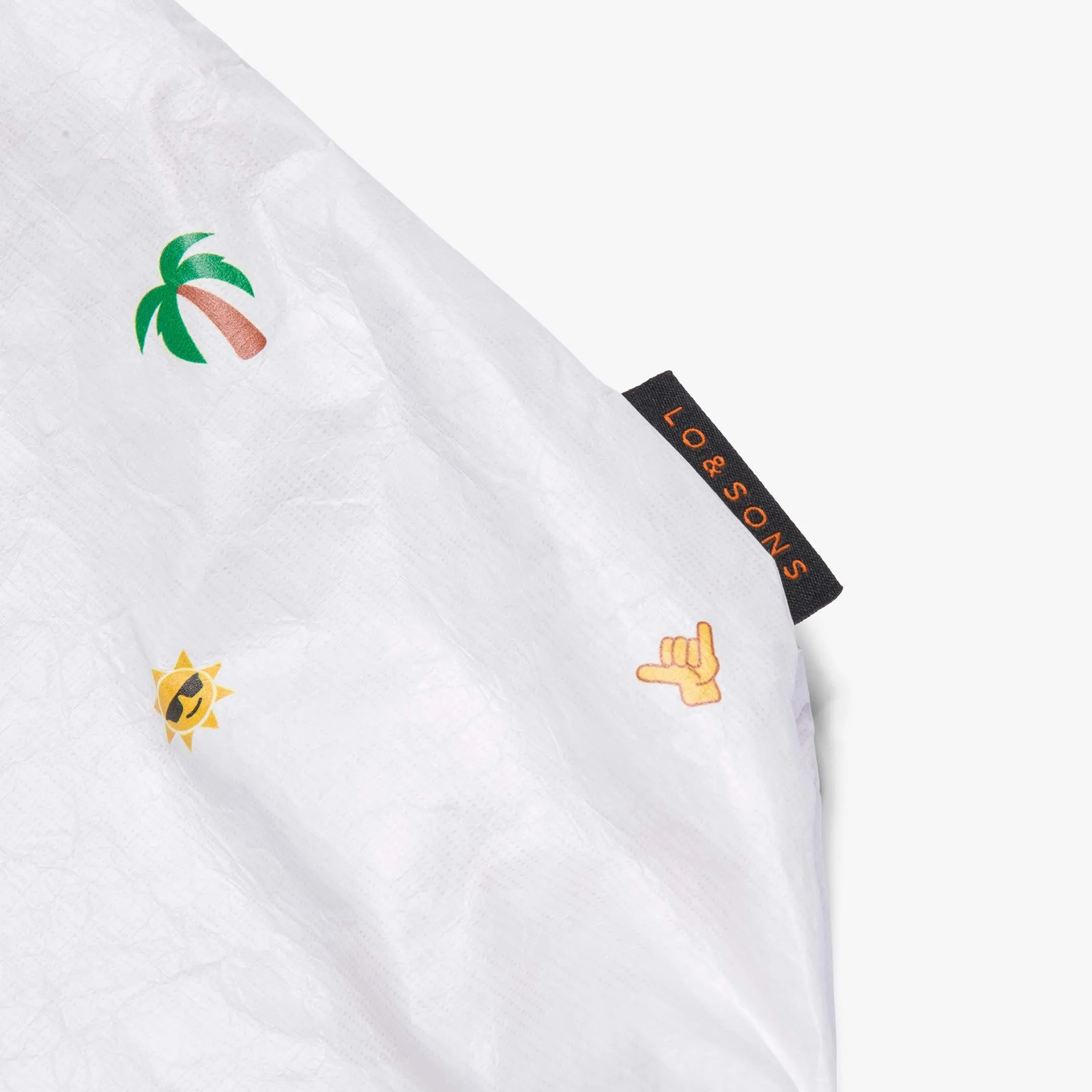 The Del Mar Packable Tote Large - Tyvek - White Hawaii Emoji