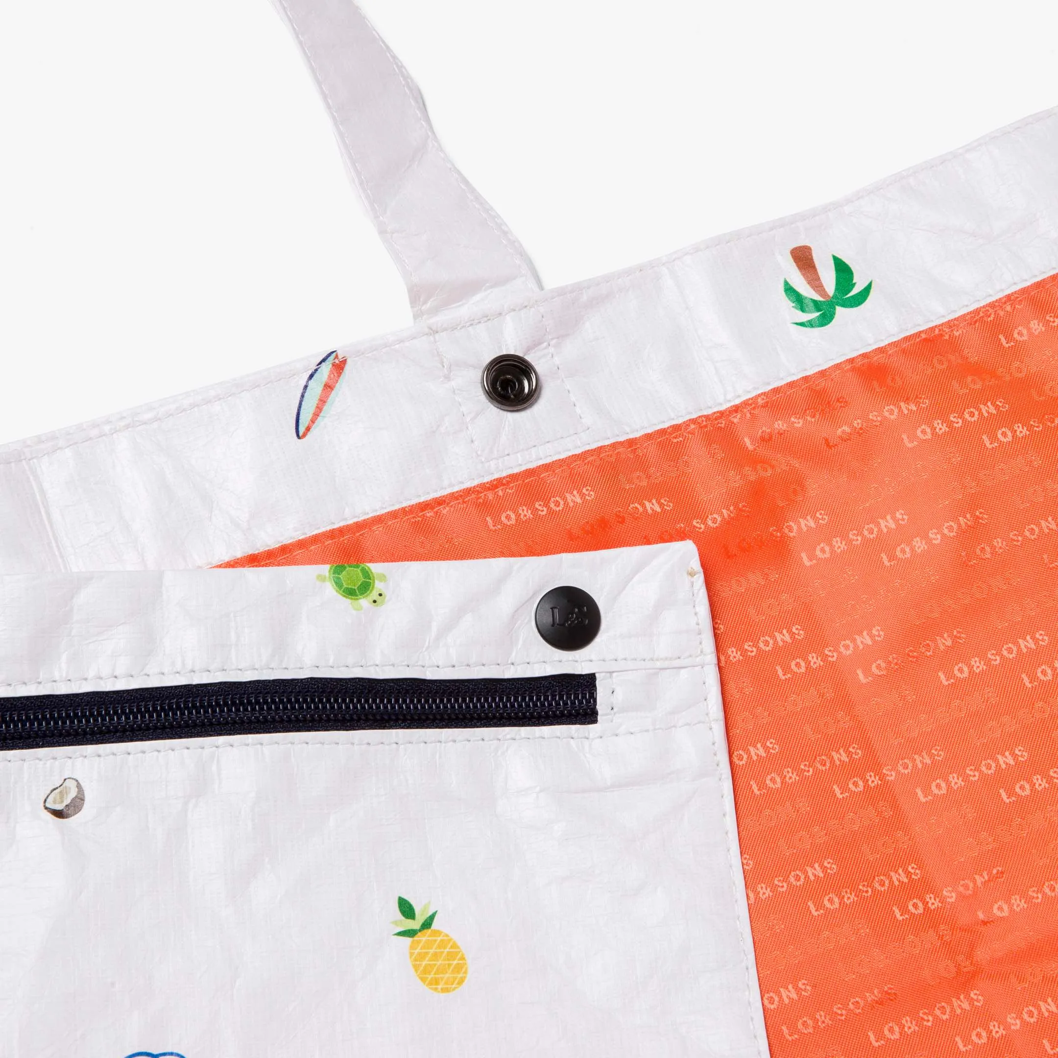 The Del Mar Packable Tote Large - Tyvek - White Hawaii Emoji