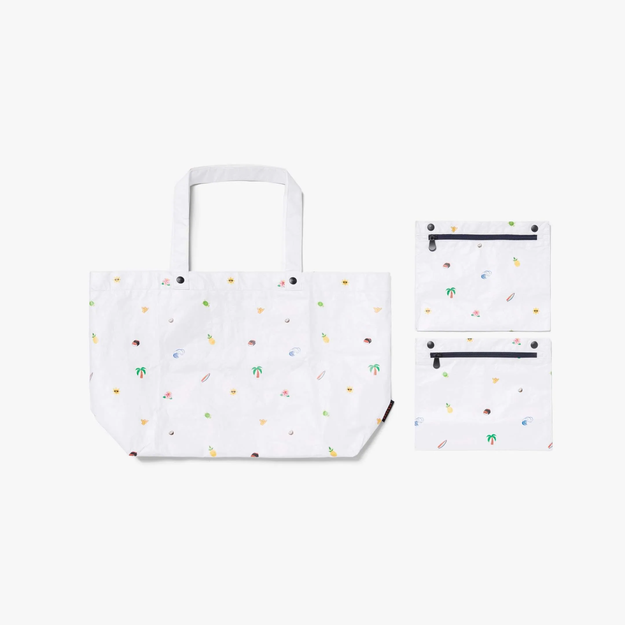 The Del Mar Packable Tote Large - Tyvek - White Hawaii Emoji