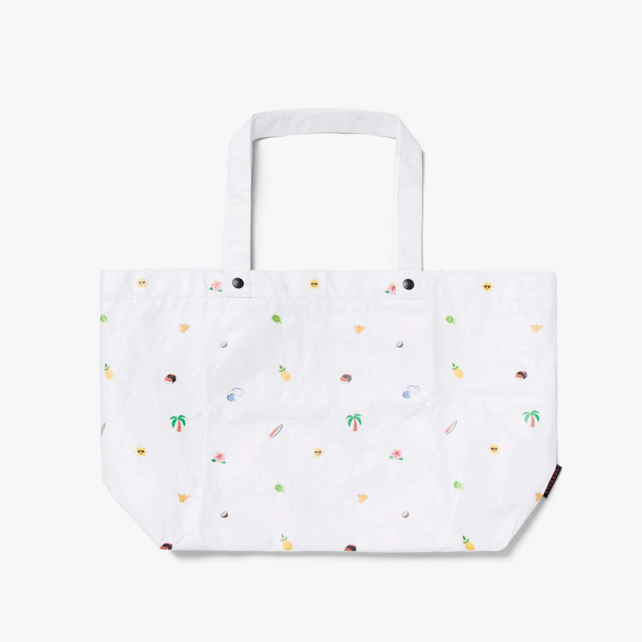 The Del Mar Packable Tote Large - Tyvek - White Hawaii Emoji