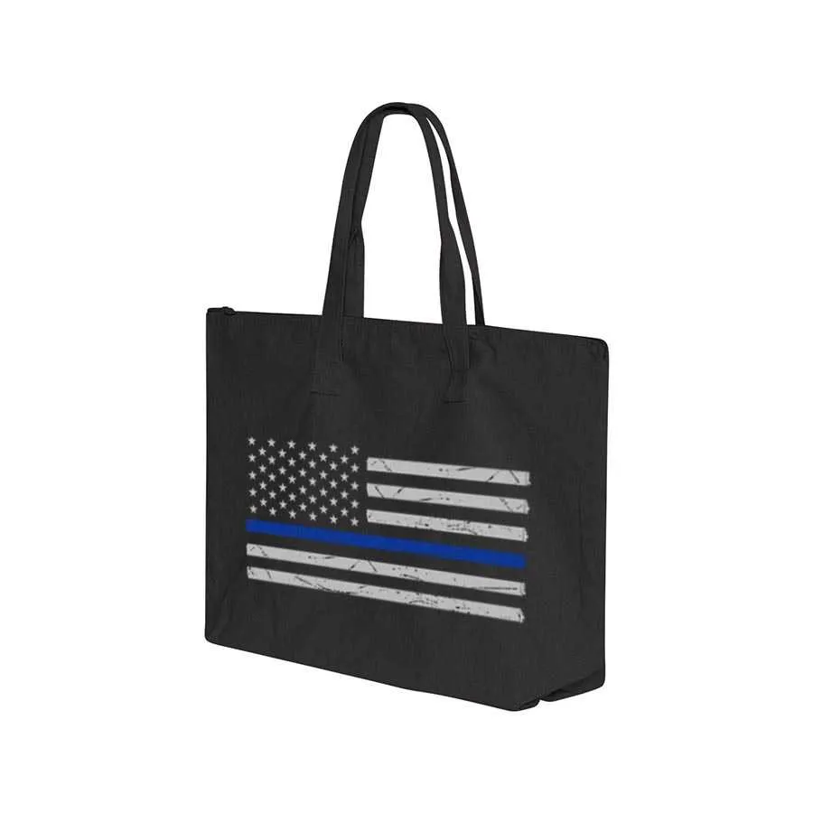 Tote Bag - Distressed Thin Blue Line American Flag