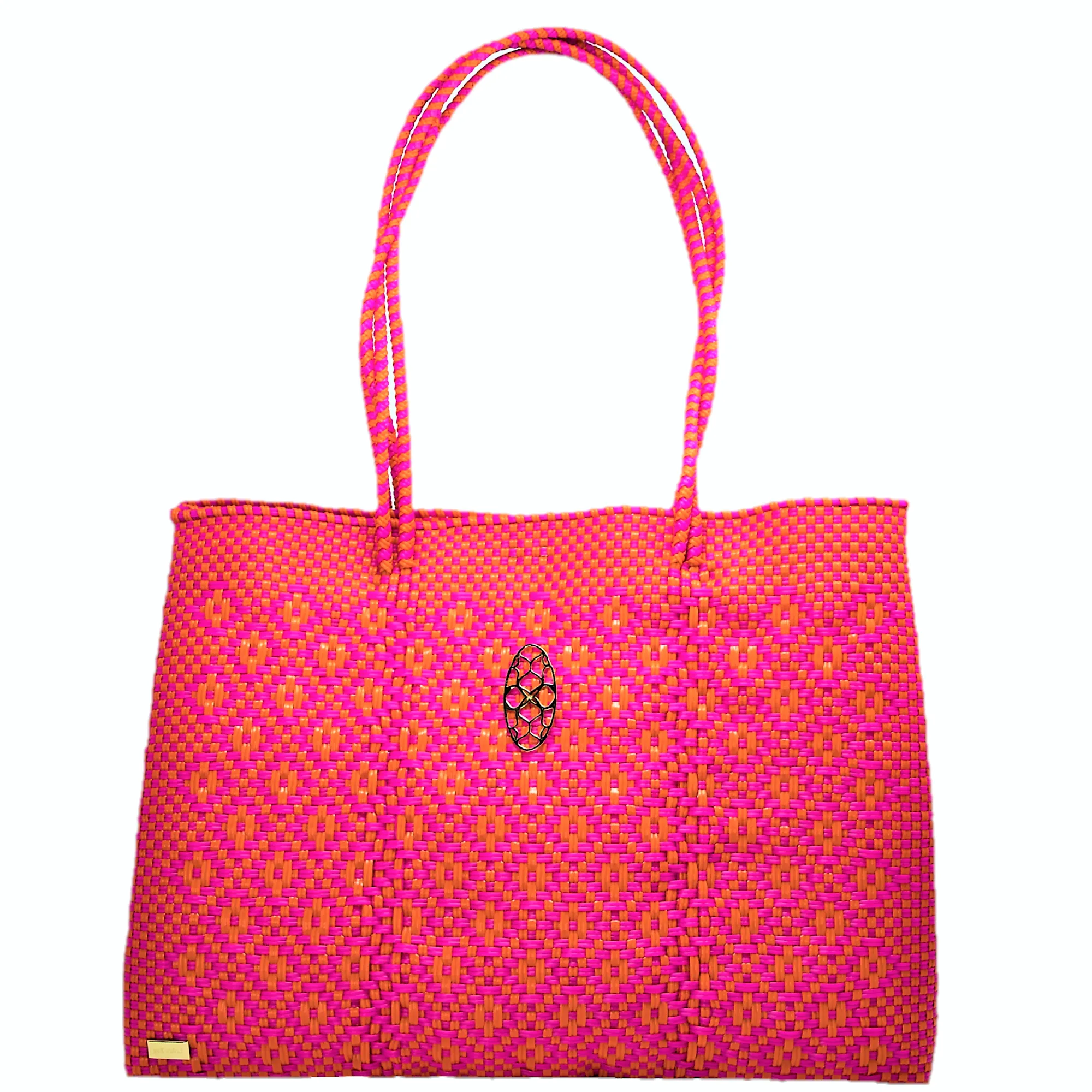 TRAVEL PINK ORANGE AZTEC TOTE WITH CLUTCH