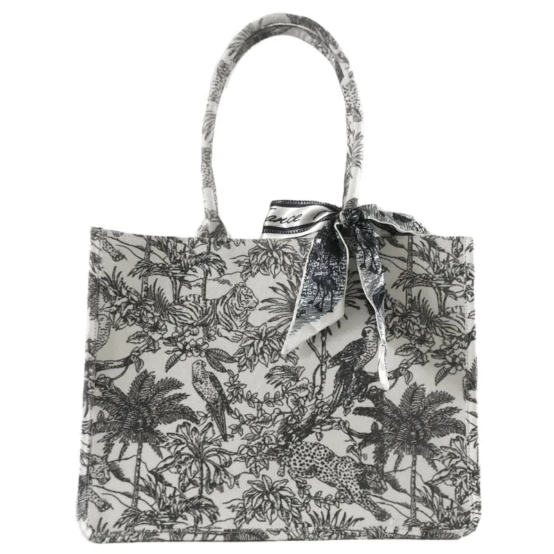 Trendy Jacquard Embroidery Large Capacity Tote Bag