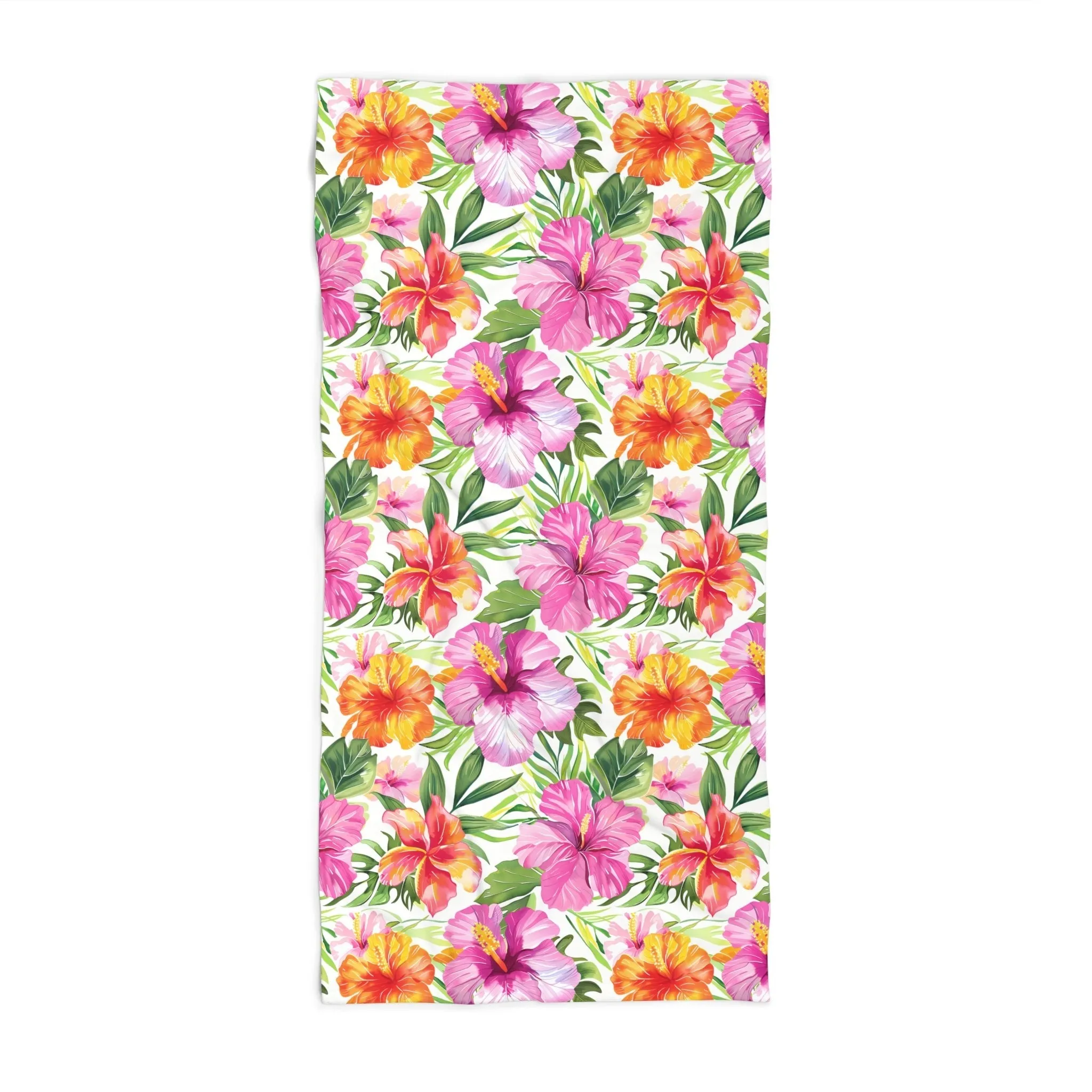 Tropical Beach Towel with Vibrant Hibiscus Floral Design (30" × 60")