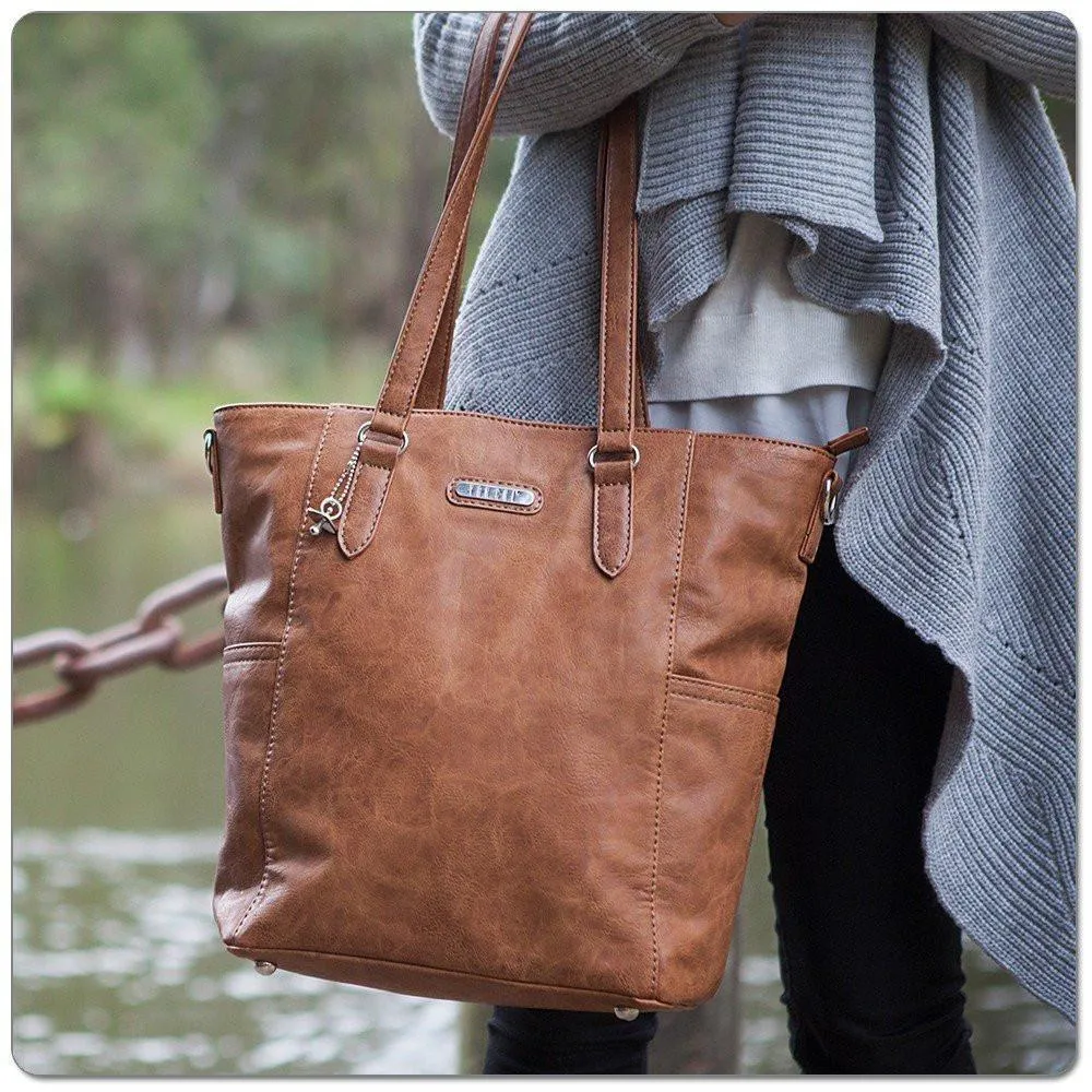 Vanchi Capri Tote in Tan