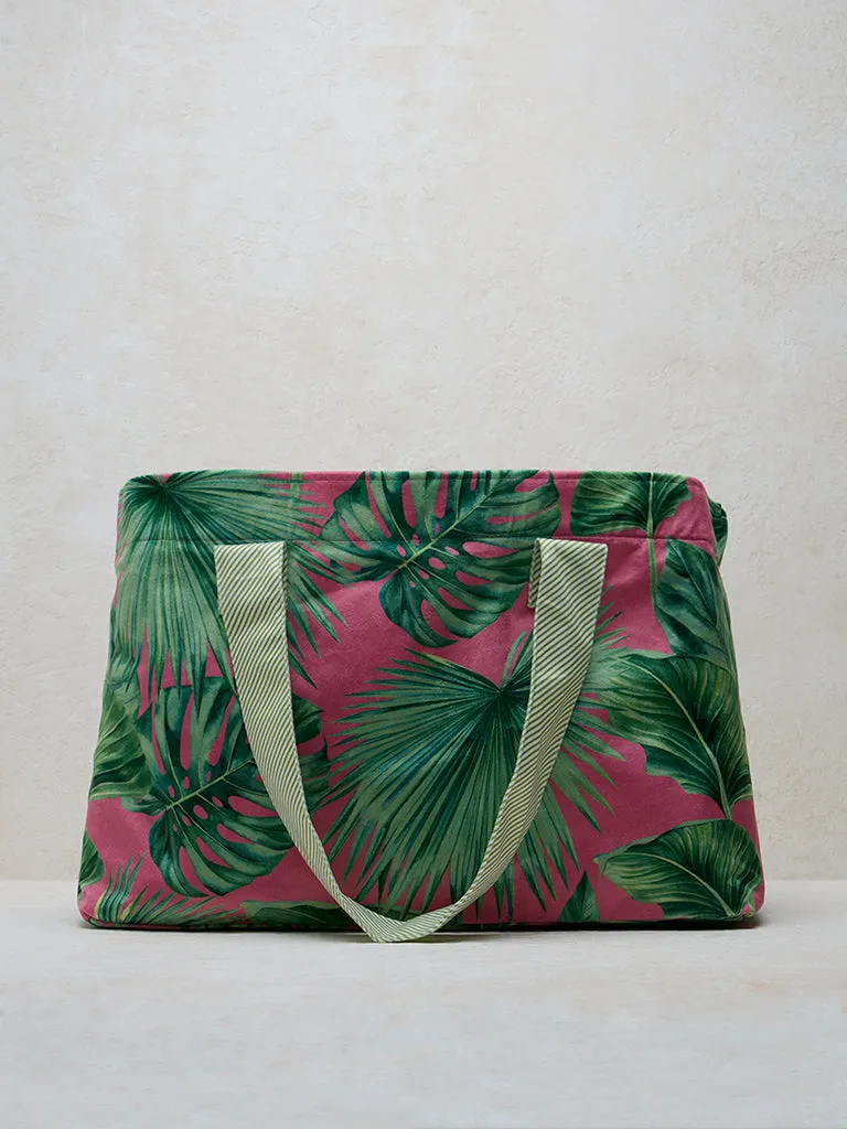 Westside Home Pink Tropical Printed Tote Bag