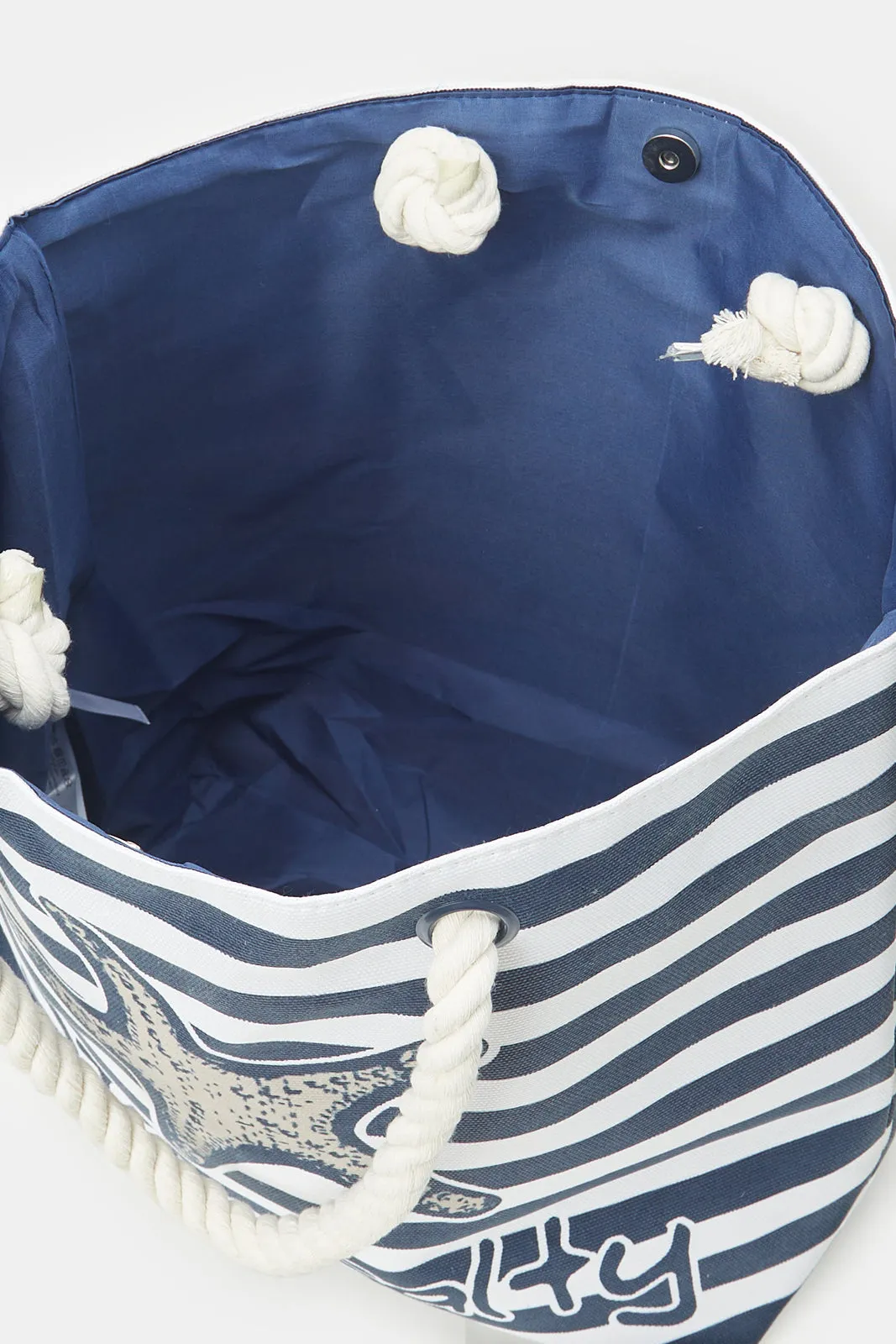 Women Navy Stripe Beach Bag