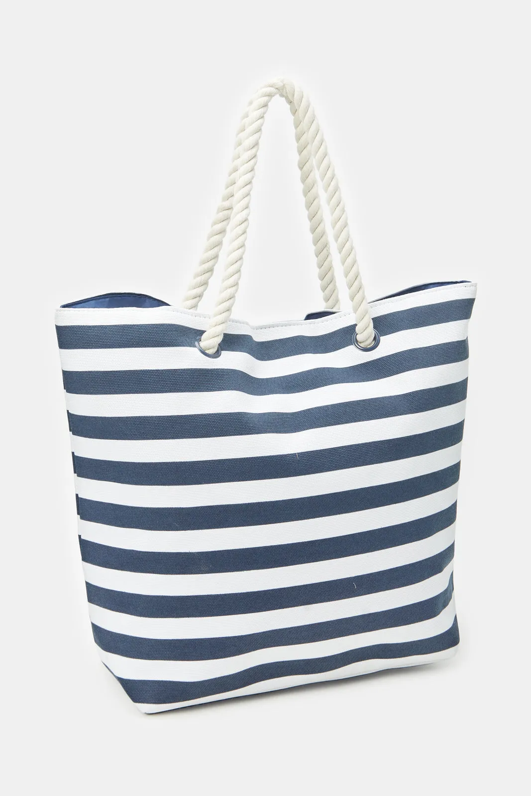 Women Navy Stripe Beach Bag